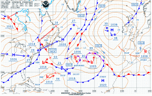 NOAA OPC 48 hour surface forecast showing blocking high pressure