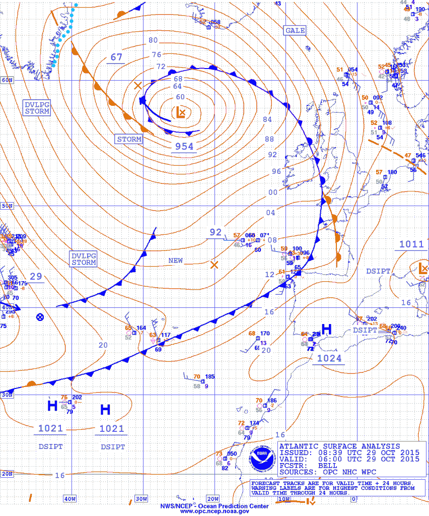North Atlantic Surface Analysis:  NOAA OPC