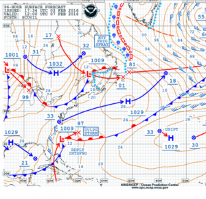 NOAA 96 hr sfc forecast for 12Z 7 Feb 2016