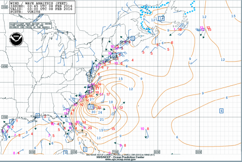NOAA WindWave Analysis 08 Feb 2016 03Z