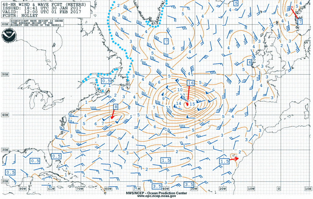 NOAA OPC 48 hour sea height forecast for 1200UTC 01 Feb 2017