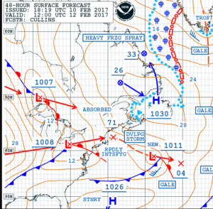 NOAA OPC Forecast Surface Map 1200 UTC Sunday Feb 12th