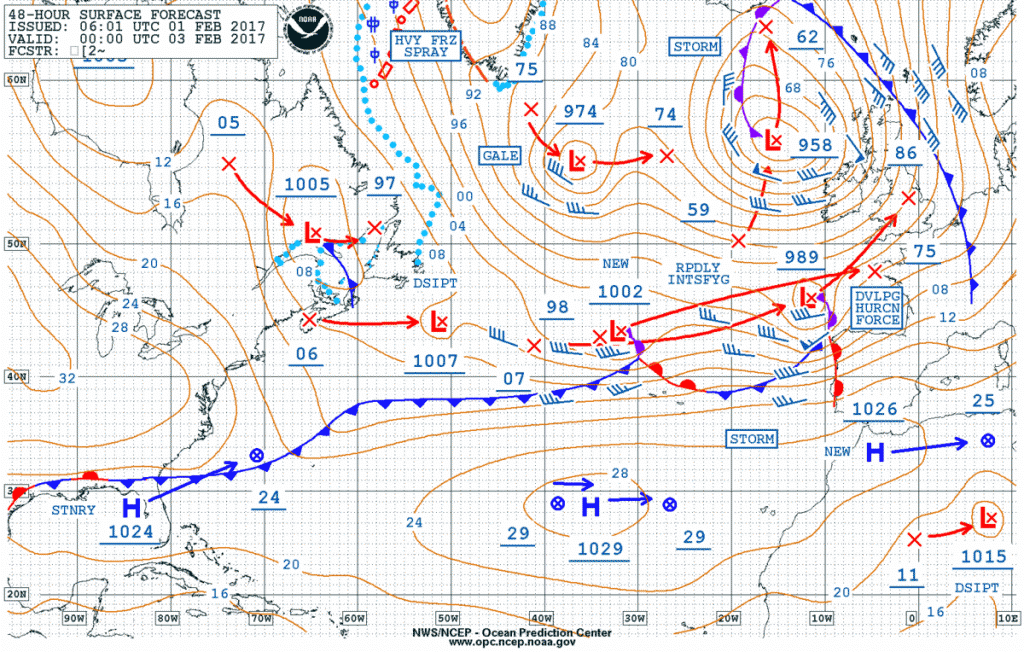 000UTC NOAA OPC Surface Forecast 03 Feb 2017