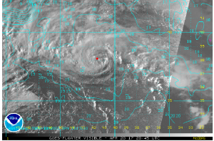NOAA Satellite image TS Arlene over cold SST