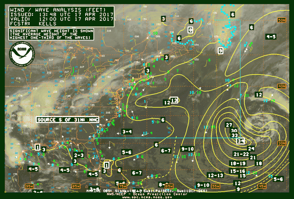 NOAA OPC Sea Height Analysis and Satellite photo