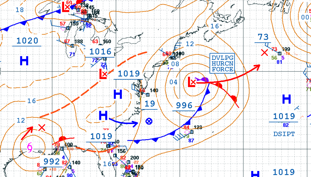 Developing storm off US East Coast 30 August 1200 UTC