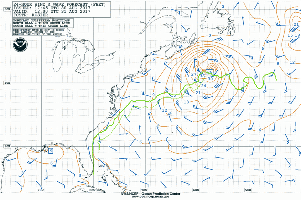 NOAA OPC Wind/wave forecast 1200UTC 31 August 2017